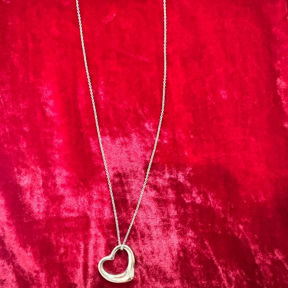 Authentic Tiffany & Co. Elsa Peretti Large Heart Necklace in Sterling Silver